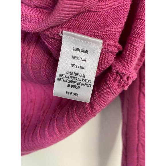 Petite Sophisticate Italian Merino Wool Pink Cable Knit Cardigan Sweater Small - Picture 4 of 16